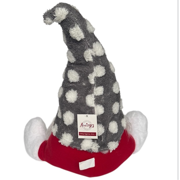 AUDREY'S Siting Gnome Red Pants Gray Dot Hat Holiday Christmas NEW Decorative - Picture 6 of 9